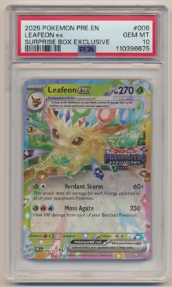 PSA 10 Pokemon Prismatic Evolutions Surprise Box Leafeon EX 006/131 GEM MINT! - Image 1