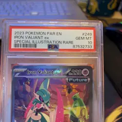 2023 POKEMON PAR EN-PARADOX RIFT #249 IRON VALIANT EX PSA 10 - Image 1