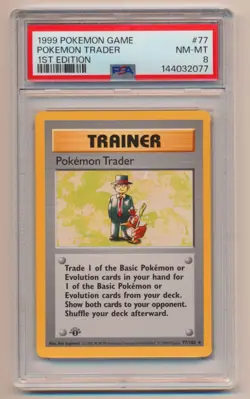 PSA 8 Pokemon Base Set 1st Edition Rare Pokemon Trader 77/102 NM/MINT Condition! - Image 1