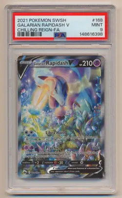 PSA 9 Pokemon Chilling Reign Full Art Galarian Rapidash V 168/198 MINT Condition - Image 1
