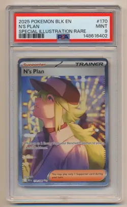 PSA 9 Pokemon Black Bolt Special Illustration Rare SIR N's Plan 170/086 MINT! - Image 1