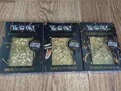 Yu-Gi-Oh 24 Karat Gold Plated Bundle, The 3 Egyptian God Cards Sealed - Image 1
