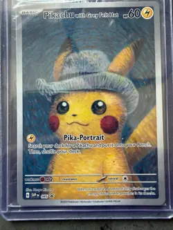 Pokemon Pikachu Card with Grey Felt Hat Raw Promo Card 085 SVP EN Pokemon NM - Image 3