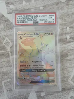 Pokemon TCG Charizard GX #150 Secret Card PSA 9 Sun & Moon Burning Shadows - Image 1
