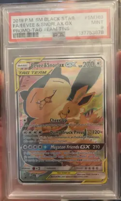 The Pokemon Company Pokemon TCG Eevee & Snorlax GX SM169 PSA 9 TAG TEAM - Image 1