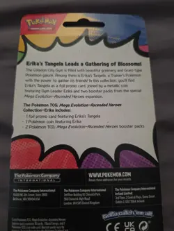 Pokemon Mega Evolution–Ascended Heroes Erika Tangela Promo Coin 2 Booster Packs - Image 2