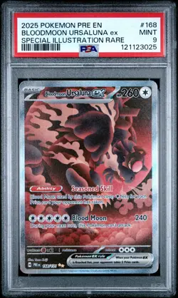 2025 POKEMON PRE EN-PRISMATIC EVOLUTIONS #168 BLOODMOON URSALUNA EX PSA 9 - Image 1