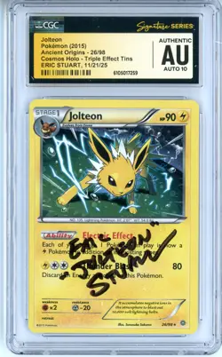 CGC Auto 10 Signed Eric Stuart Pokemon TCG Jolteon - (Cosmos Holo) 026/098 - Image 1