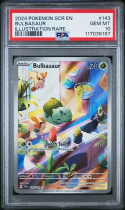 Pokemon Bulbasaur 143/142 Sv07 Stellar Crown 143 Illustration Rare GEM MT PSA 10 - Image 1