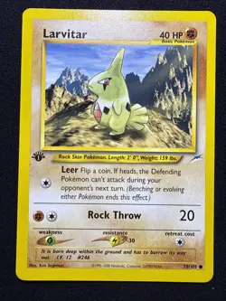 Pokemon TCG Neo Destiny 1st Edition Larvitar Card 70/105 Vintage LP - Image 1