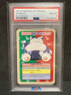 PSA 8 Snorlax No Number Error Blue Back Topsun 1997 Pokemon Card Japanese NM - Image 1