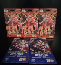 5x One Piece Card Game EB-03 Heroines and OP-14 Azure Sleeved Booster Pack - Image 1