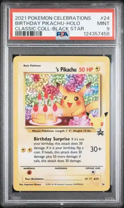 2021 POKEMON CELEBRATIONS CLASSIC COLLECTION #24 BIRTHDAY PIKACHU-HOLO PSA 9 - Image 1