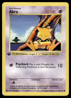 ABRA 43/102 COMMON BASE SET SHADOWLESS POKEMON 1ST EDITION MP - Image 2