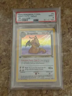 Pokemon 1999 Dragonite 4/62 Holo Fossil 1st Edition PSA 9 - Image 1