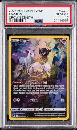 2023 POKEMON SWORD & SHIELD CROWN ZENITH #GG10 FULL ART/MEW PSA 10 - Image 1