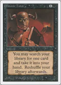 MTG Demonic Tutor, Unlimited, Heavily Played, English - Image 1