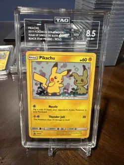 Pokemon Pikachu Card Sun & Moon Promo SM162 Black Star TAG 8.5 - Image 1