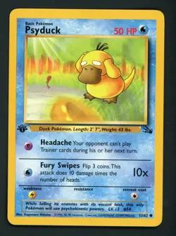 Psyduck 53/62 Fossil 1st Edition Pokemon Card NM - Image 1
