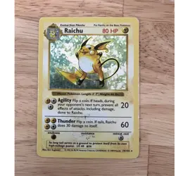 Raichu Base Set Shadowless Pokemon TCG Holo Rare 14/102 1999 - Image 1