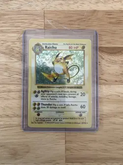 Raichu Base Set Shadowless Pokemon TCG Holo Rare 14/102 1999 - Image 3