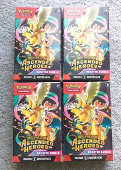 x4 New/Sealed Pokemon TCG: Mega Evolution-Ascended Heroes Booster Bundle ✅ Packs - Image 1