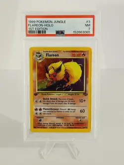 Pokemon Flareon Jungle 1st Edition Holo PSA 7 NM 3/64 - Image 1