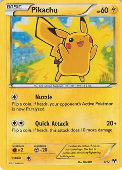 Pikachu 5/12 XY Mc Donalds Promotional Card Pokemon Heavily Played - Image 1