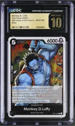 One Piece Monkey D. Luffy OP07-091 500 Years in the Future CGC Pristine 10 - Image 1