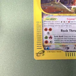 Pokemon Skyridge Golem Crystal Type Holo Rare 148/144 English 2003 Card SWIRL - Image 2