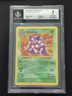 1999 Pokemon Base Set Shadowless #11 Nidoking Holo R BGS 7 Near Mint - Image 1