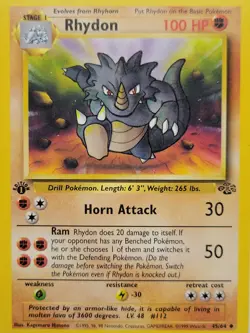 Rhydon 45/64 1st Edition Jungle WOTC 1999 Pokemon LP - Image 1