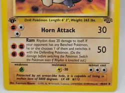 Rhydon 45/64 1st Edition Jungle WOTC 1999 Pokemon LP - Image 3