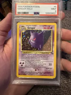 Pokemon Gengar Fossil Holo Rare PSA 9 5 1999 English Unlimited - Slab Scratches - Image 1