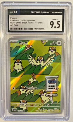 CGC 9.5 MInt+ Pidgey 118/108 Pokemon Japanese Ruler of the Black Flame sv3 - Image 1