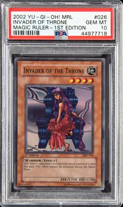 2002 YU-GI-OH! MRL-MAGIC RULER 1ST EDITION #026 INVADER OF THE THRONE PSA 10 - Image 1
