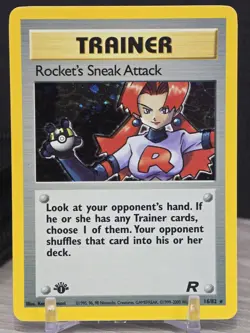 Pokemon Card Rocket's Sneak Attack 16/82 Team Rocket 1999 Holo Rare 1st Edition - Image 5