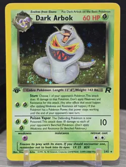 Pokemon Card TCG Dark Arbok 2/82 1st Edition Holo Rare Team Rocket 1999 SWIRL - Image 5