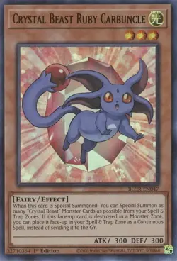 YUGIOH 1ST BLCR-EN047 CRYSTAL BEAST RUBY CARBUNCLE ULTRA RARE NEAR MINT (NM) - Image 1