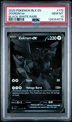 2025 POKEMON BLK EN-BLACK BOLT BLACK WHITE RARE #172 ZEKROM EX PSA 10 - Image 1