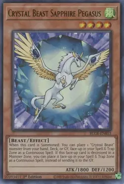 YUGIOH 1ST BLCR-EN053 CRYSTAL BEAST SAPPHIRE PEGASUS ULTRA RARE NEAR MINT (NM) - Image 1