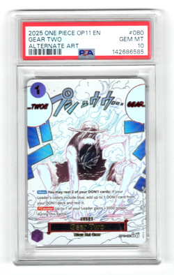 2025 ONE PIECE OP11 EN GEAR TWO ALTERNATE ART PSA 10 GEM MINT #080 - Image 1