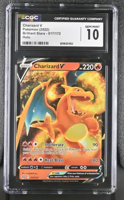 CGC 10 GEM MINT Charizard V 017/172 Brilliant Stars Ultra Rare Holo 2022 Pokemon - Image 1