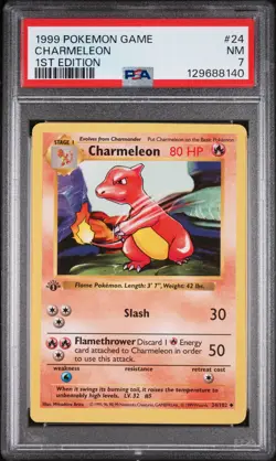 1999 POKEMON BASE SET 1ST EDITION #24 CHARMELEON PSA 7 - Image 1