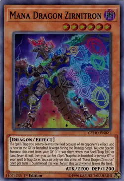 Yugioh CYHO-EN021 Mana Dragon Zirnitron Super Rare 1st Edition NM - Image 1