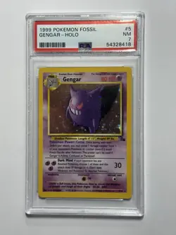 1999 POKEMON FOSSIL #5 GENGAR-HOLO PSA 7 - Image 1