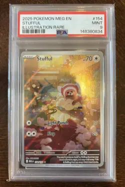 Pokemon TCG Stufful 154/132 Me01 Mega Evolution Illustration Rare Holo PSA 9 - Image 1