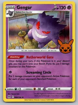 Gengar (2022 Copyright Date) 066/196 Holo Trick or Trade BOOster 2023 Pokemon LP - Image 1