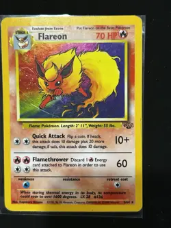 Pokemon TCG Flareon Jungle Holo Rare 3/64 70 HP Unlimited English 1999 - Image 1