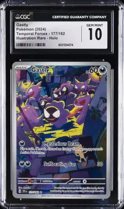 2024 POKEMON TEF EN-TEMPORAL FORCES ILLUSTRATION RARE GASTLY CGC 10 GEM MINT - Image 1